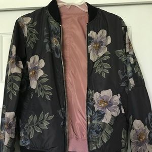 Floral or peach reversible bomber